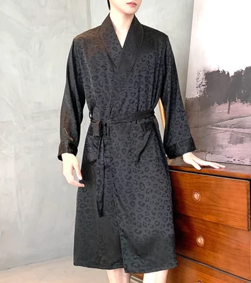 Navidad 2º+ artículos ENVÍO GRATUITO Bata de seda satinada para hombre Vestidos de spa Pijama Salón Foto 1 de 2