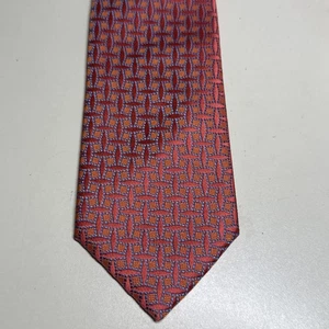 Charvet Red Blue Orange Patterned Mens Pure Silk Tie 3.5 Inch Width 58" Long - Picture 1 of 10