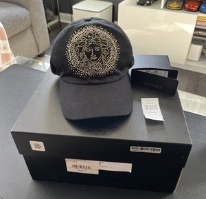 Gianni Versace Black Gold Stud Medusa Hat Cap 58 Rare Medusa Baseball - Bild 1 von 11