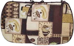 2er Set Kissen Stuhlauflagen mit braunen Krawatten (15"x15") KAFFEETASSEN PATCHWORK, BH - Bild 1 von 15
