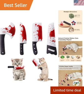 Cute 4-Pack Knife-Shaped Cat Toys with Catnip - Engage and Entertain Your Cats! - Picture 1 of 8