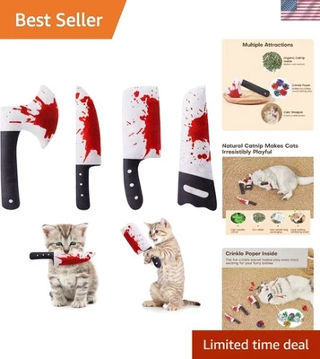 Cute 4-Pack Knife-Shaped Cat Toys with Catnip - Engage and Entertain Your Cats! - Image 1 of 4