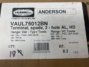 Anderson VAUL75012BN Aluminum Terminal Spade Transformer Lug 700-750 STR AL - Picture 1 of 7