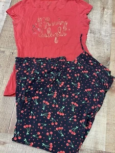 Victoria's Secret Bluse Shirt & Pyjama Set Damen XS Navy Rot Cherry Delight - Bild 1 von 9
