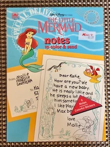 The Little Mermaid Notes To Color And Send Book Special Delivery Stationary 1992 - Picture 1 of 9