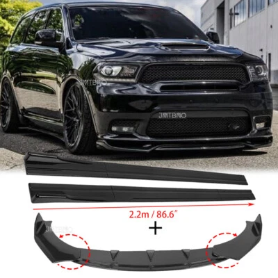 For Dodge Durango SXT RT SRT Car Front Bumper Lip Splitter Spoiler + Side Skirts - Image 1 of 4