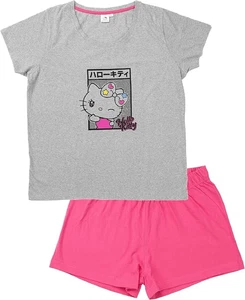 Hello Kitty Nachtwäsche Set aus Baumwolle – Pyjama mit Kurzarm Shirt & Shorts - Bild 1 von 22