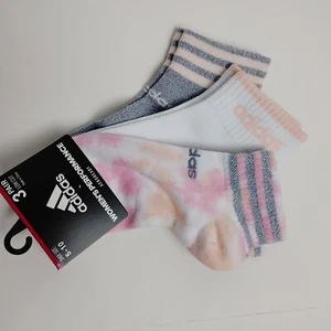 Adidas Women's 3 Pair Superlite Socks Tie Dye Gray White Pink Size W 5-10 - Picture 1 of 4
