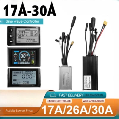Electric Bike Three-Mode 17/26/30A 36V 48V Sine Wave Controller with LCD Display - Image 1 of 4