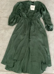 Maje Satin-look maxi dress Color Khaki Green Size Small 36 - Picture 1 of 7