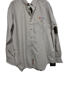Gear For Sport Shirt Adult Large IVORY Long Sleeve 100% Cotton Mens HEAVY DUTTY - Picture 1 of 11