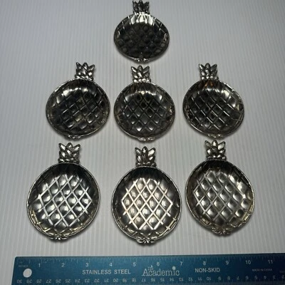 Set of 7 Silverplate Pineapple Coasters Trinket Dish Small Candy Dishes - Image 1 of 2