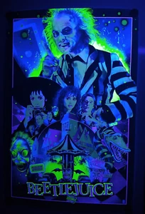 Impresión artística Beetlejuice Mondo de Vance Kelly Limited #1/1 Holofoil Blacklight - Imagen 1 de 13