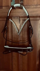 Dressage Bridle Headstall NEW Black English Leather Horse PADDED w/ Bit Jeweled* - Picture 1 of 9