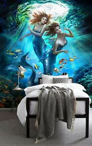 3D Seabed Mermaid Wallpaper Wall Mural Removable Self-adhesive Sticker285