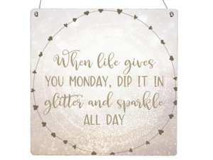 Interluxe Holzschild XL - When life gives you monday - Geschenk Freunde Büro - Bild 1 von 2