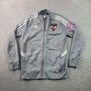 Adidas Climalite Full Zip Track Jacket Boys L Gray GPS Soccer FC Bayern 3 Stripe - Picture 1 of 16