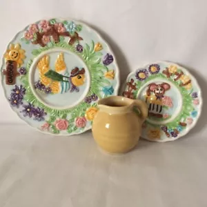 1996 VTG Miniature Plates Pitcher Vintage Garden Theme Decor Collectible 3 piece - Picture 1 of 10