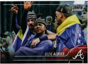 2022 TOPPS STADIUM CLUB CHROME REFRACTOR # 91 - OZZIE ALBIES - ATLANTA BRAVES - Picture 1 of 2