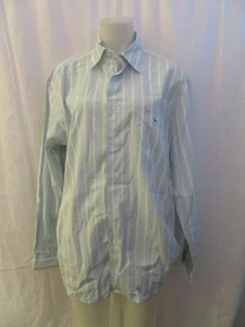 MENS LACOSTE STRIPED WHITE GREEN COTTON CLASSIC BUTTON DOWN SHIRT SIZE 42 - Picture 1 of 7