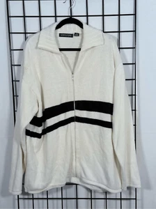 Vintage Structure Full Zip Varsity Cardigan Sweater Mens XL Ivory Eclectic Gran - Picture 1 of 9