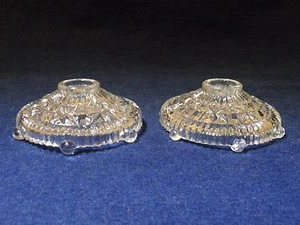 2 Vintage Clear Glass Candle Holder Stars & Bars by Anchor Hocking Single Taper - Picture 1 of 4