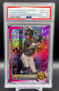 Tarjeta RC PSA 10 2022 Bowman Chrome Yendry Rojas 1st Bowman Fucsia Shimmer/199 - Imagen 1 de 2