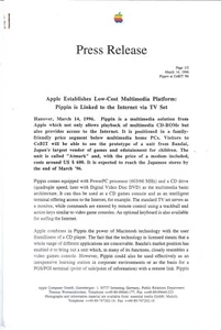 ITHistory (1996) APPLE RELEASE "PIPPIN Low-Cost Multimedia Platform (Germany) - Bild 1 von 1