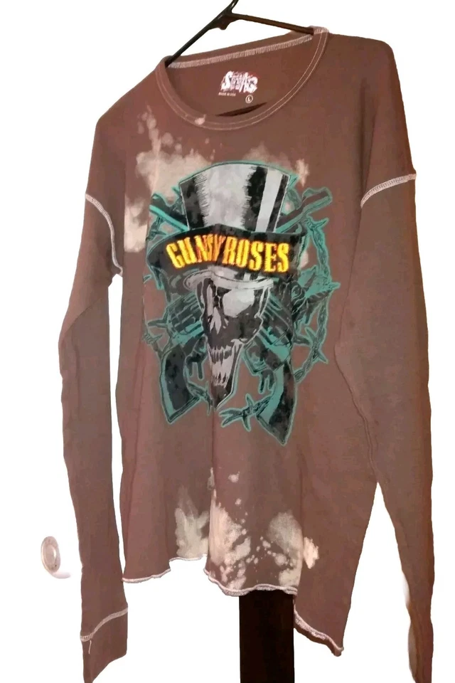 Guns N Roses T Shirt Mens Size Large L Brown Long Sleeve H&M Casual Adults - Image 1 of 4