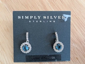 Ohrringe Sterlingsilber Zirkonia mit blauem Stein - Bild 1 von 1