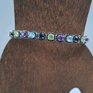 Brazalete Brazalete 3.24 Ctw Multi Piedras Preciosas Topacio Peridoto Amatista Espinela BONITO - Imagen 1 de 12