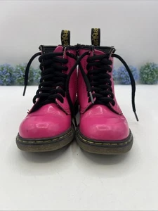 Botas de combate con cordones y cremallera Doc Martens ROSA charol talla 10 - Imagen 1 de 12