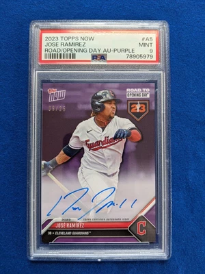 PSA 9 Jose Ramirez /25 PURPLE AUTOGRAPH 2023 Topps Road to Opening Day #A-5 - Image 1 of 2