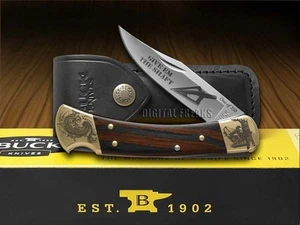 Buck 110 Folding Hunter Knife Give 'Em The Shaft Ebony Wood 1/250 Stainless - Bild 1 von 5