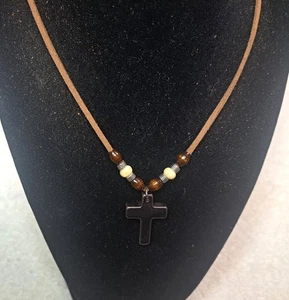 Handcrafted Native American Hematite Cross Necklace Made in the USA - Picture 1 of 2