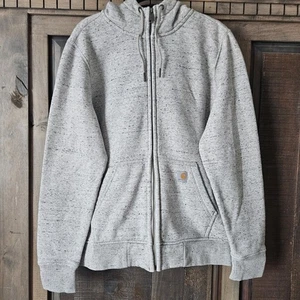 Carhartt Hoodie Womens L 11-14 Grey Clarksburg Full Zip Sweatshirt Pullover - Picture 1 of 9