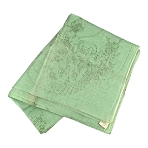 Vintage Royal Society Embroidery Boudoir Vanity Set #6032 | Stamped Green Linen - Picture 1 of 6
