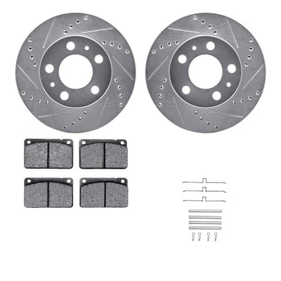 For Volvo 242 79-84 Drilled & Slotted Front Brake Kit w Semi-Metalic Pads - Image 1 of 2
