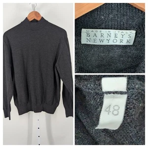 Suéter Barney's New York Vintage Años 90 Cachemira Cuello Alto Gris Tejido Italiano 48 - Imagen 1 de 5