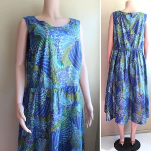 Retrolicious Fit Flare Dress 3X Plus Peacock Retro 50s Sleeveless Zip Rockabilly - Picture 1 of 10