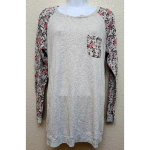 Ink Love And Peace Gris Rosa Floral Raglán Mangas Largas Mediano Ligero Suave - Imagen 1 de 5