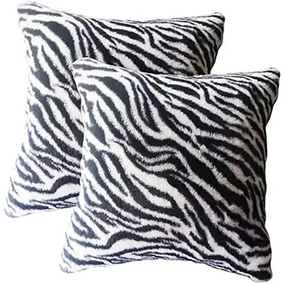 Fundas de almohada de piel sintética piel de animal salvaje 18" x 18" (paquete de 2) cebra Foto 1 de 4