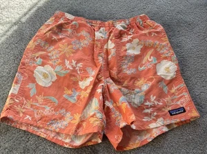 Patagonia Orange Tigerlily Elastic Waist Men’s Baggies Shorts Size Small - Picture 1 of 7