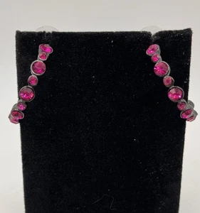Pendientes de aro Joan Rivers rosa estrás tono negro - Imagen 1 de 4