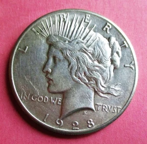 1928 PEACE SILVER DOLLAR. KEY DATE. CIRCULATED. HIGHER GRADE. - Picture 1 of 2
