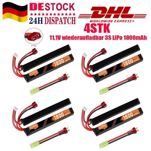 4stk 11,1V wiederaufladbar 3S LiPo 1800mAh 30C mit Deans-T-Stecker-zu-Mini-Tamiy - Bild 1 von 9