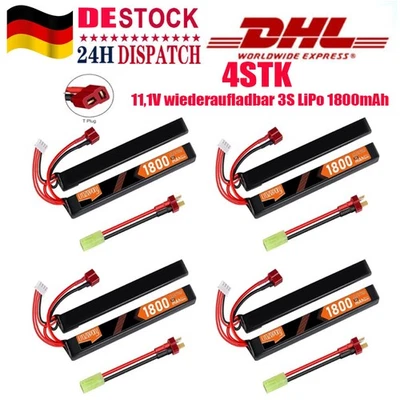 4stk 11,1V wiederaufladbar 3S LiPo 1800mAh 30C mit Deans-T-Stecker-zu-Mini-Tamiy - Bild 1 von 4