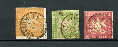 KMC4076-Germany-Wurttemberg #9-11 (G852) Numeral, 1857, used, FVF, CV$149.00 - Image 1 of 2