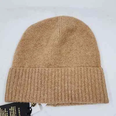 Gorro Charter Club Cashmere con puños jaspeado camel talla única Foto 1 de 2
