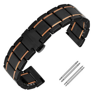 Ceramic Watch Band Strap 20mm 22mm with Pins Butterfly Deployment Clasp Bracelet